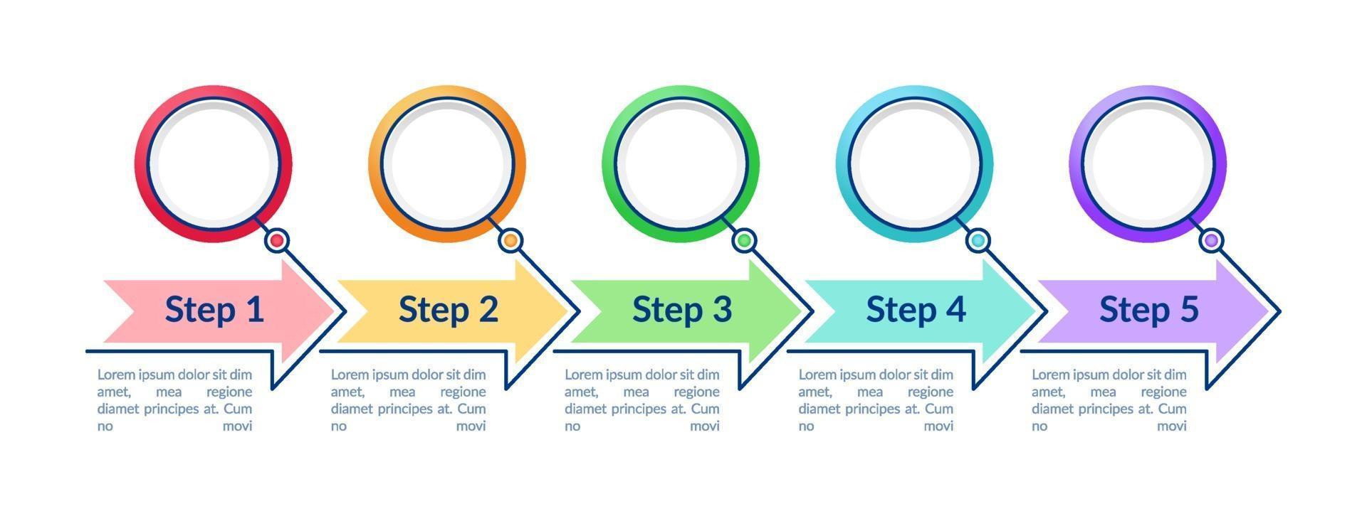 Colored circle steps vector infographic template
