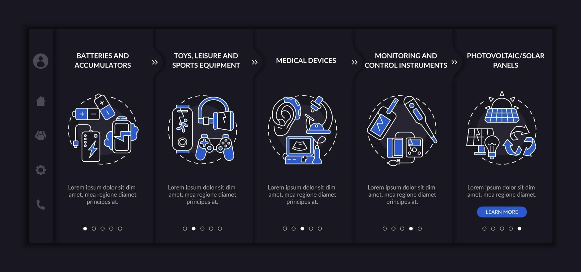 E-trash classification onboarding vector template