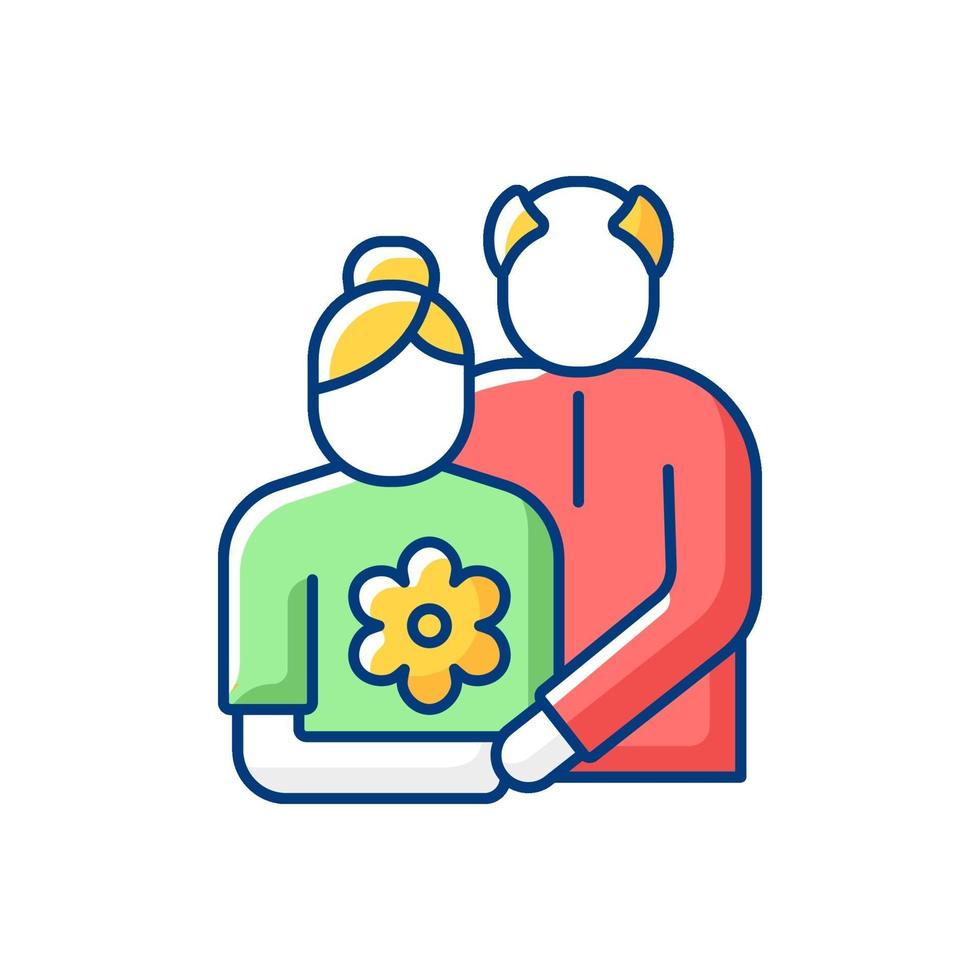 Old couple RGB color icon vector