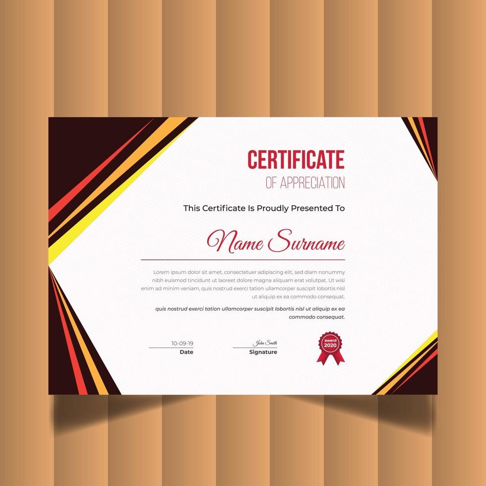 Modern Creative Certificate Of Appreciation. Certificate Design Template vector