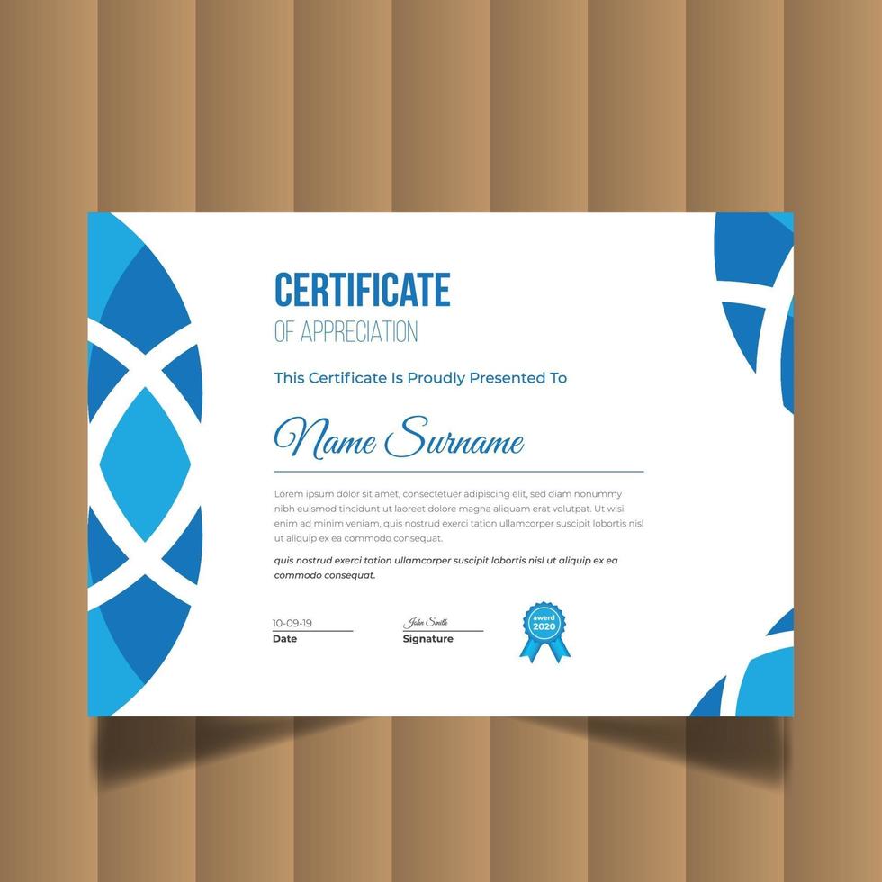 certificado de reconocimiento creativo moderno. plantilla de diseño de certificado vector