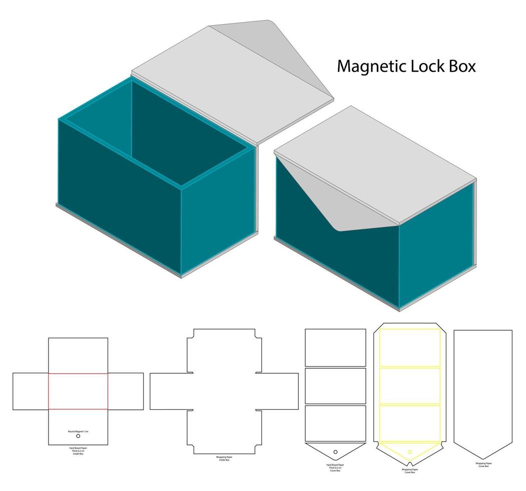 Box packaging die cut template design. 3d mock-up vector