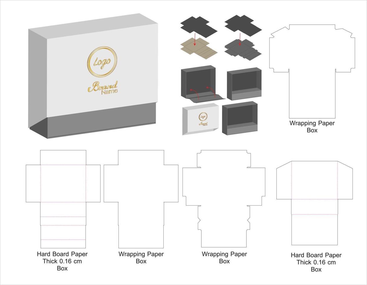 Box packaging die cut template design. 3d mock-up vector