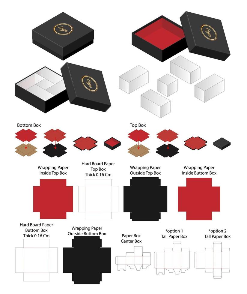 Box packaging die cut template design. 3d mock-up vector