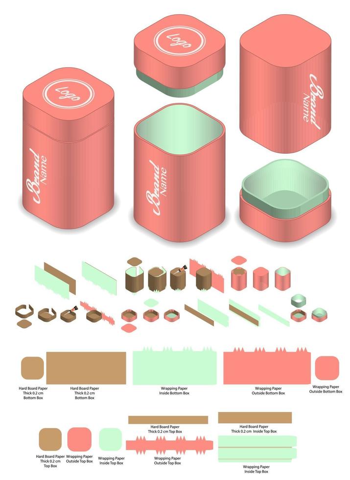 Box packaging die cut template design. 3d mock-up vector