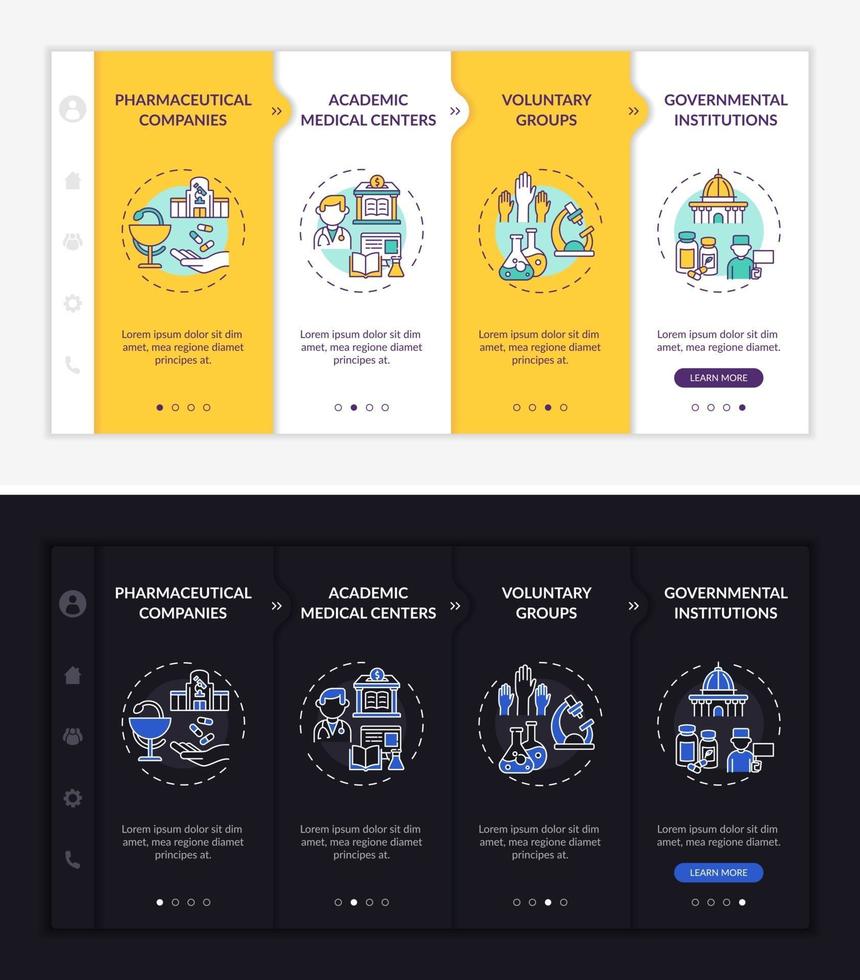 Investigation donation onboarding vector template