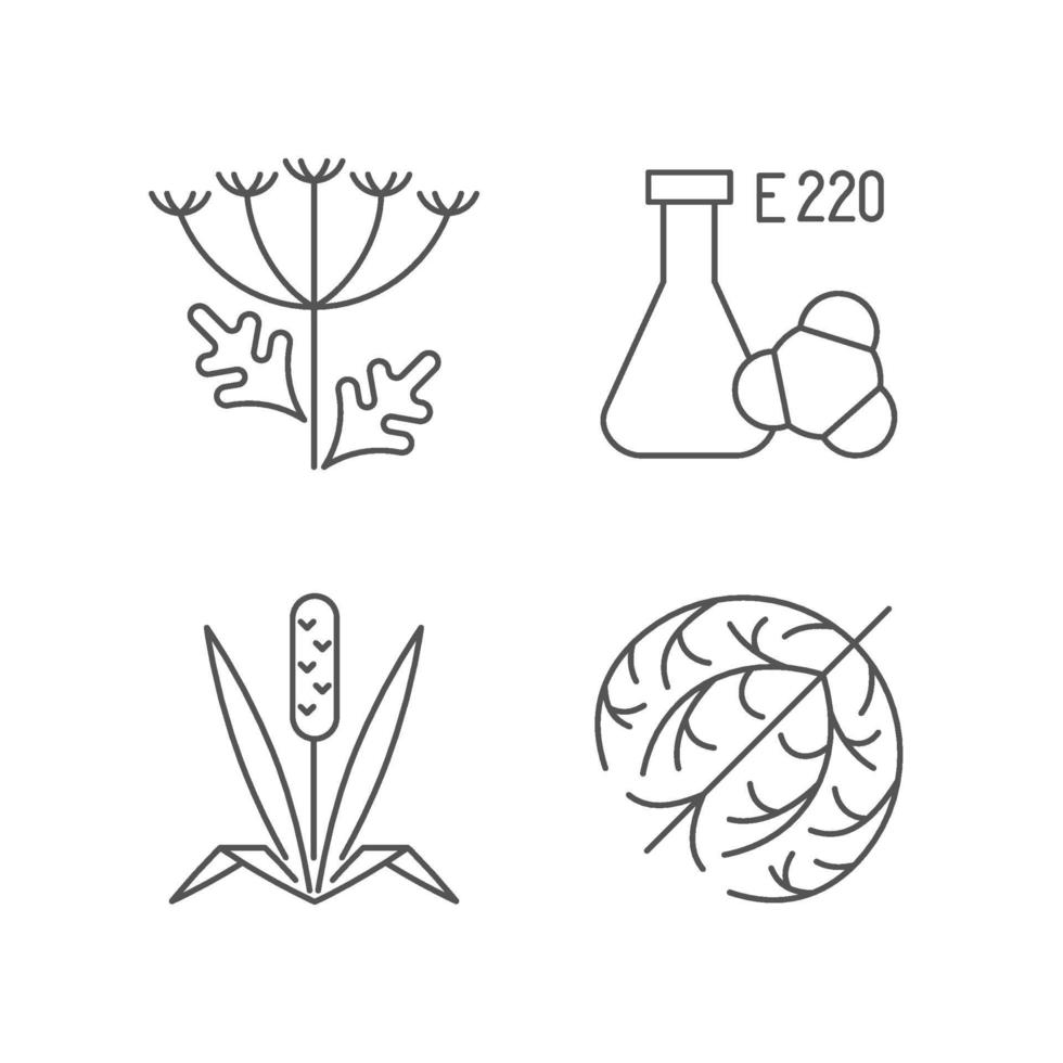 Allergens linear icons set vector