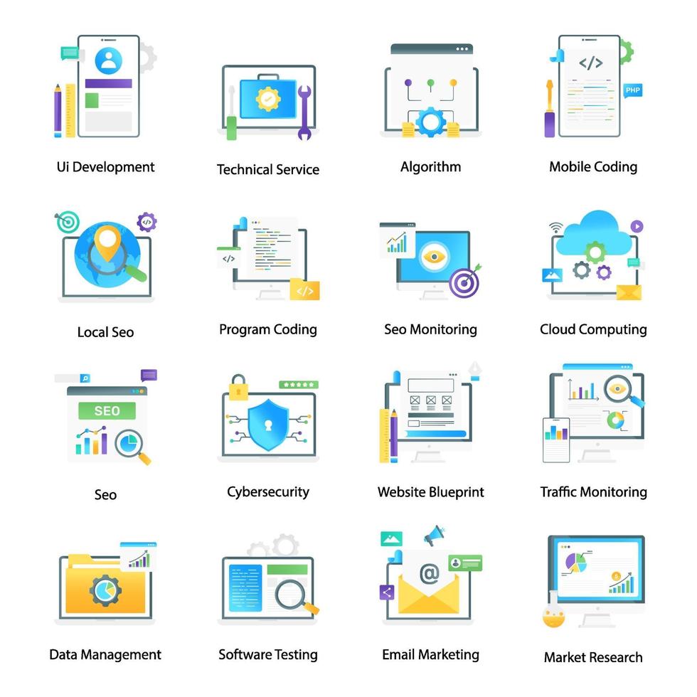 codificación web y marketing digital vector