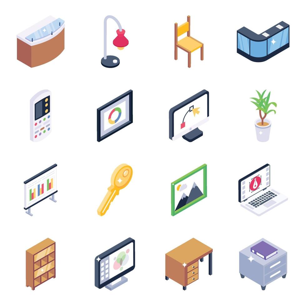 Office Furnishing Elements vector