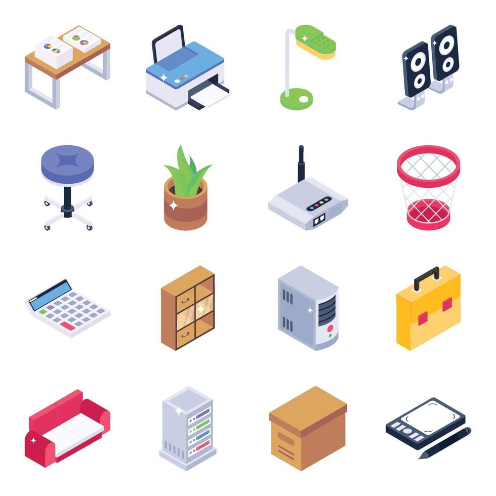 Office Devices and Furnishing vector