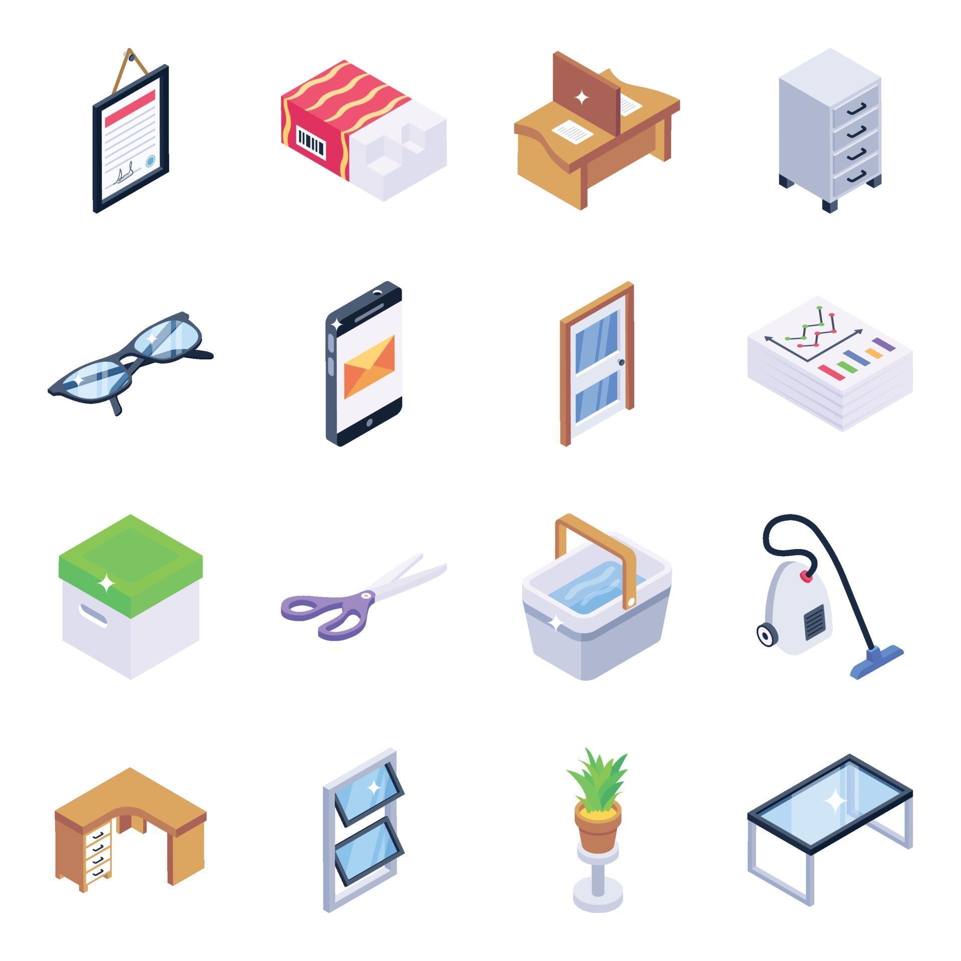 Office Fixtures Isometric 2307953 Vector Art at Vecteezy