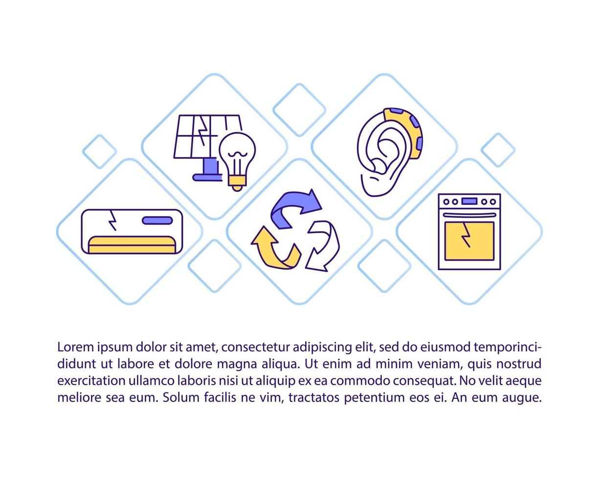 Iconos de línea de concepto de equipos eléctricos y electrónicos con texto vector