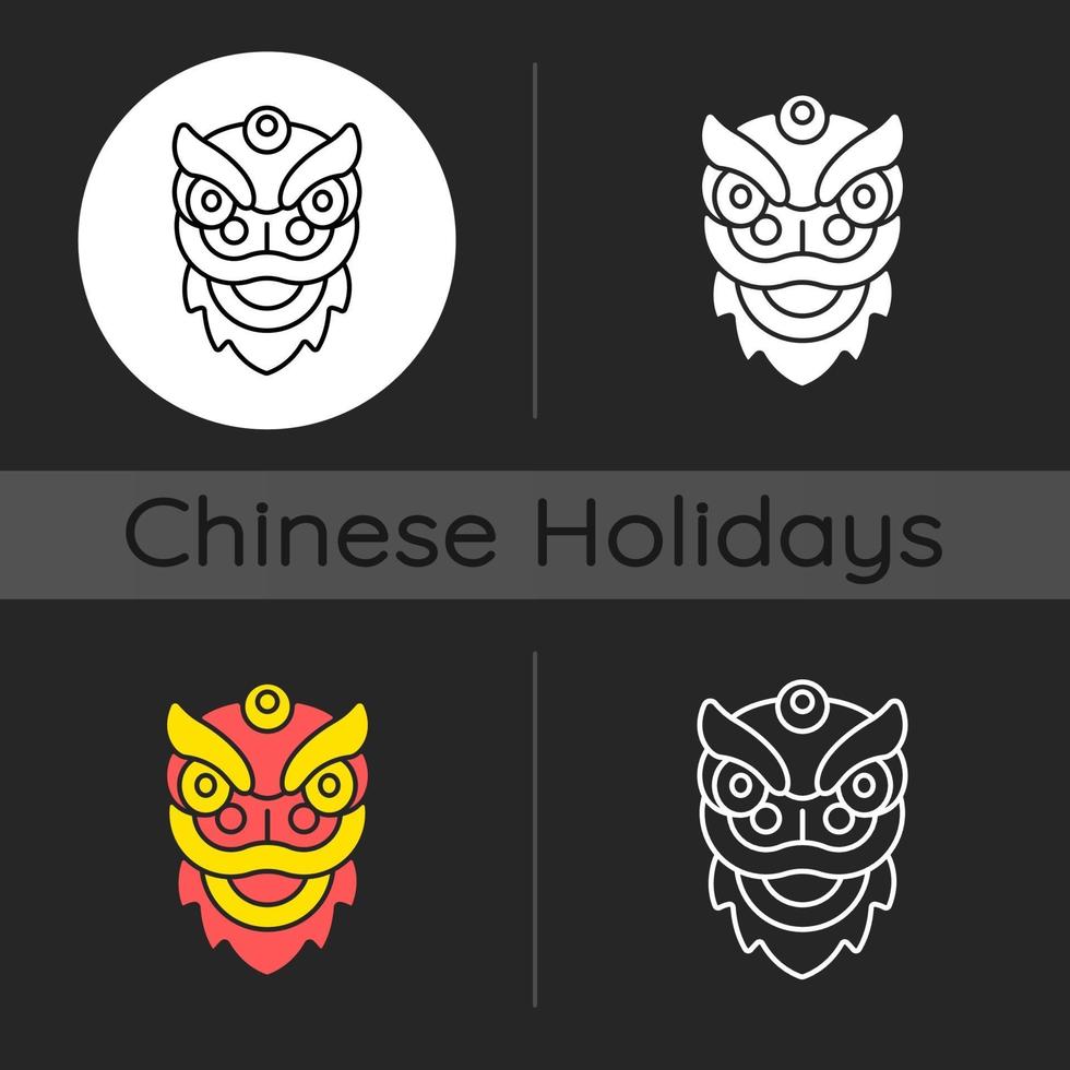 Dragon dance dark theme icon vector