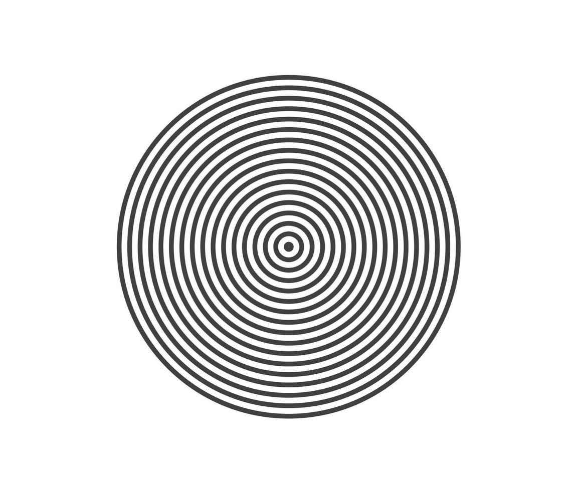 Concentric circle element. Black and white color ring. Abstract  vector illustration for sound wave, Monochrome graphic.