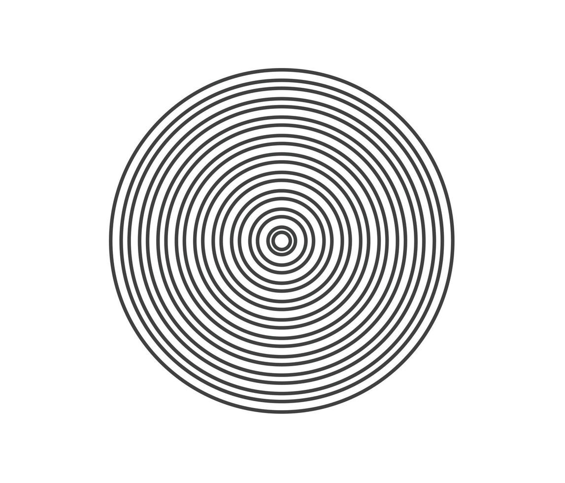 Concentric circle element. Black and white color ring. Abstract  vector illustration for sound wave, Monochrome graphic.