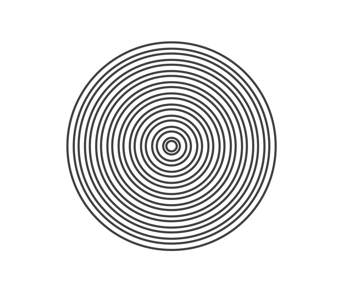 Concentric circle element. Black and white color ring. Abstract  vector illustration for sound wave, Monochrome graphic.