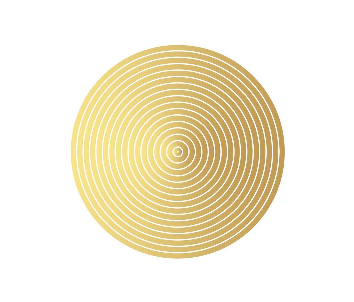 elemento de círculo concéntrico. anillo de oro de color lujoso. Ilustración de vector abstracto para onda de sonido, gráfico dorado, decoración moderna para sitios web, carteles, pancartas, vector de plantilla eps10