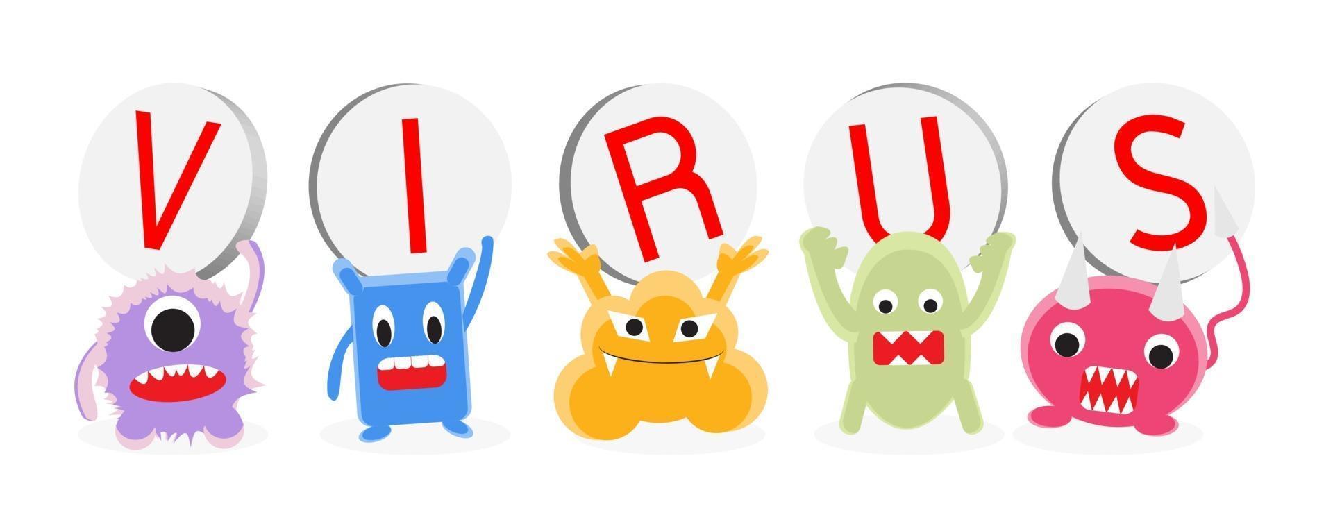 virus cartoon character set vector