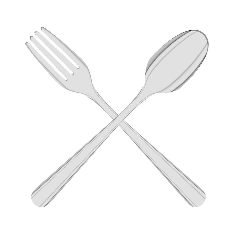 cross made of steel spoon and fork, logo vector