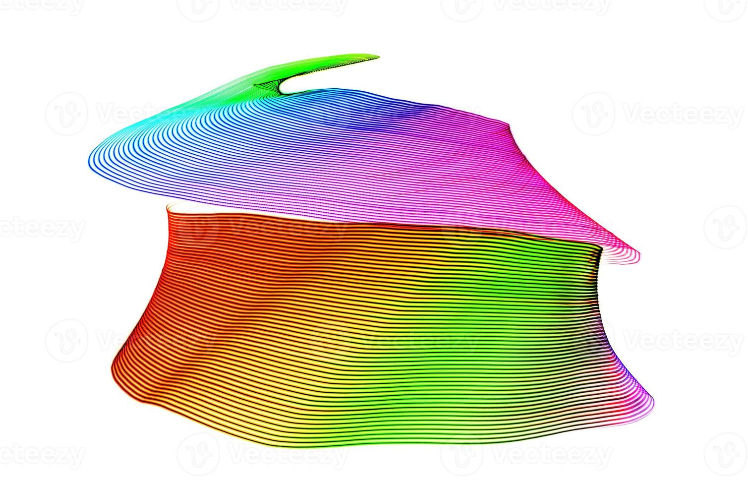 Abstract structure of colored light painting against a white background photo