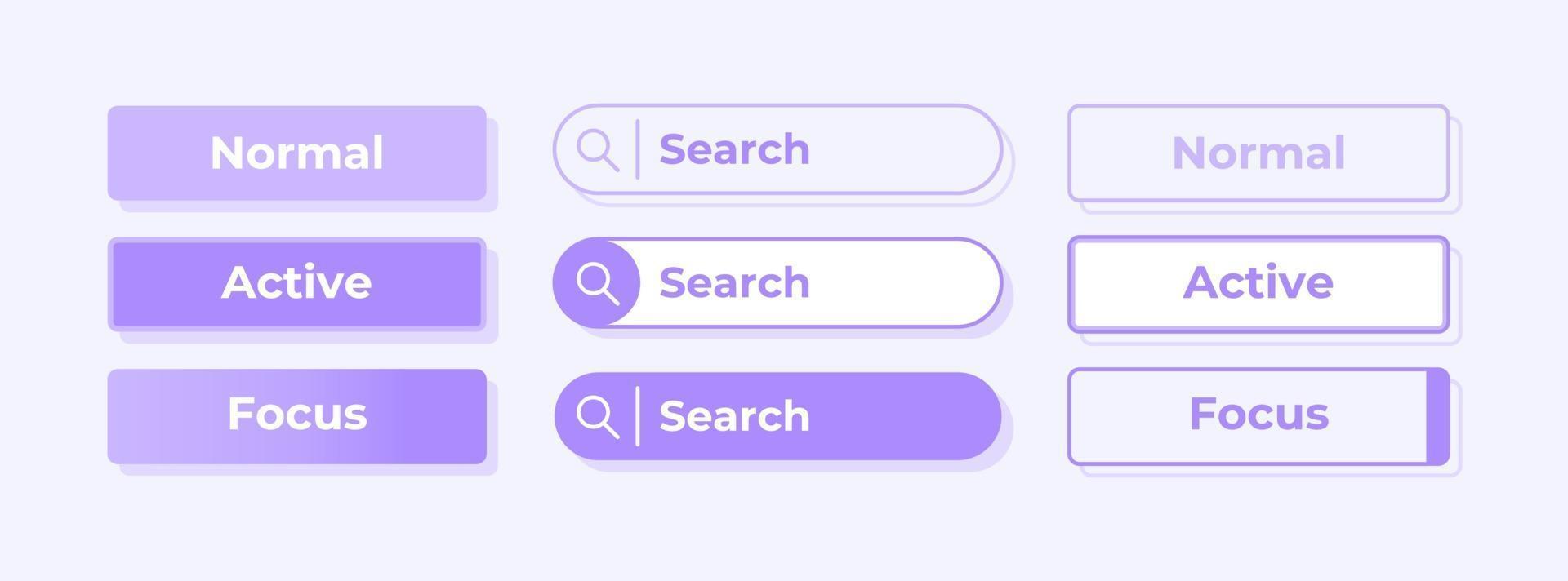 Active and inactive options UI elements kit vector