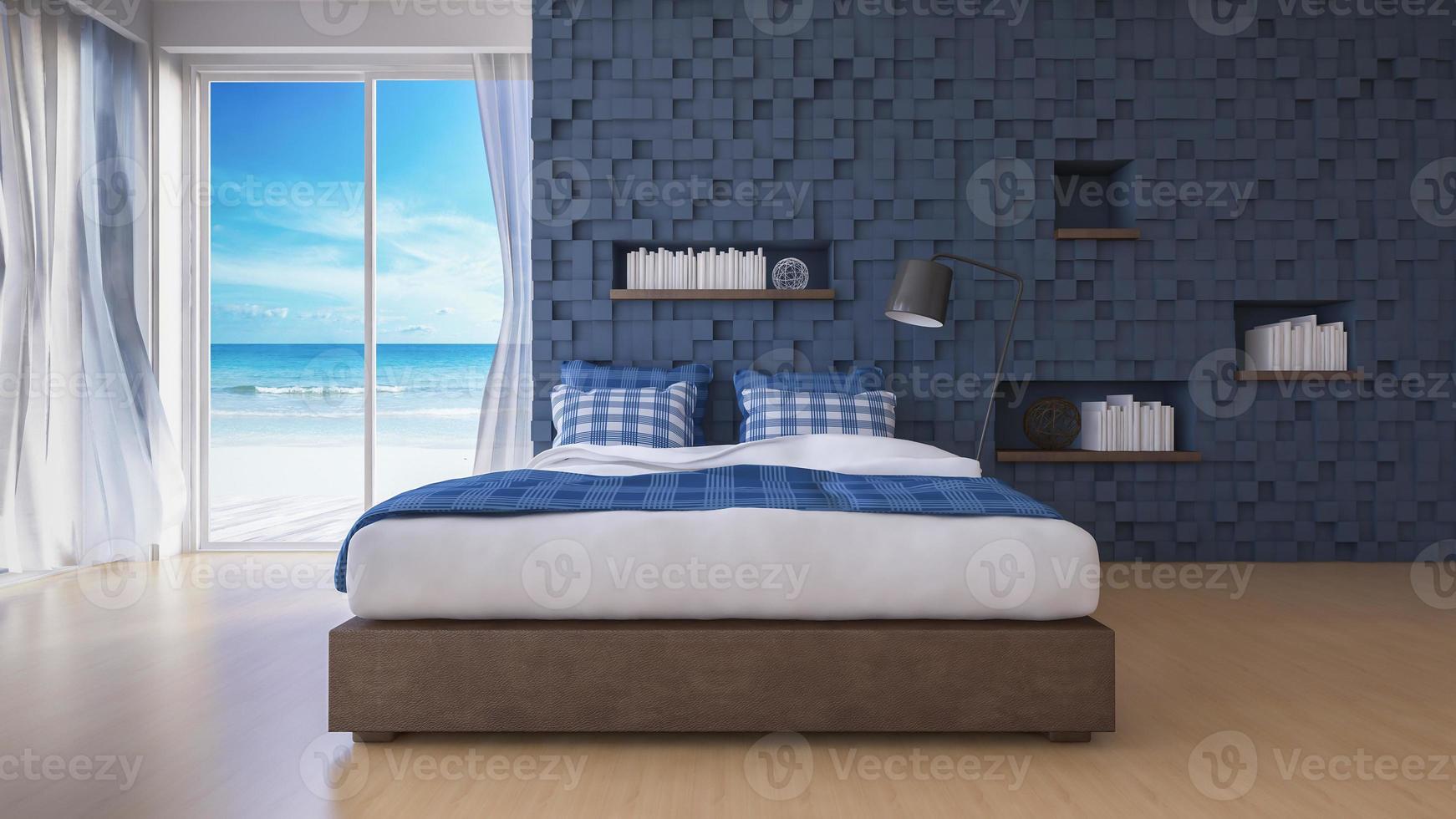 Bedroom interior, 3D rendering photo