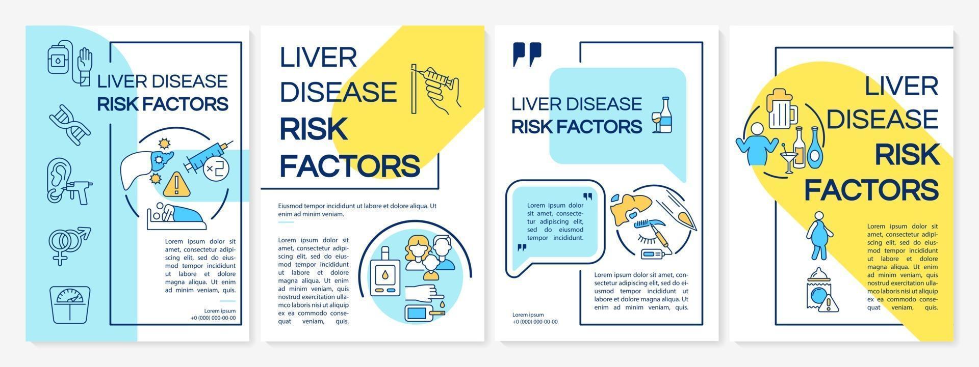 Liver disease risk factors brochure template vector