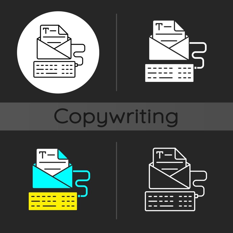 Newsletter copywriting dark theme icon vector