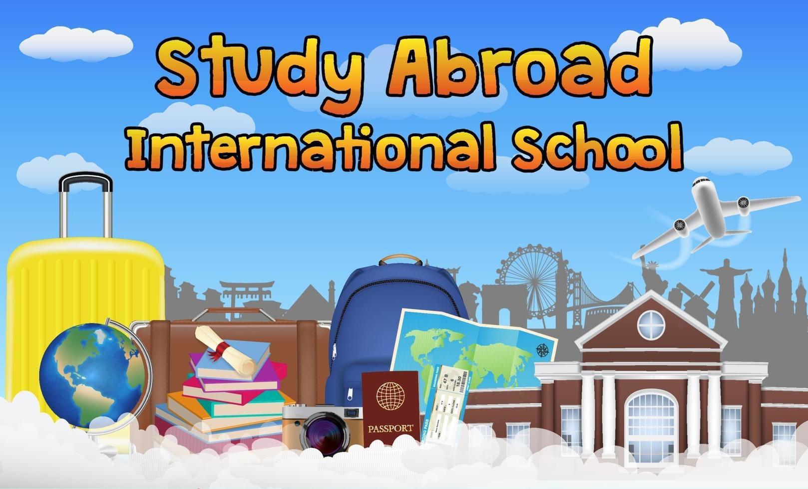 study abroad international school banner poster vector