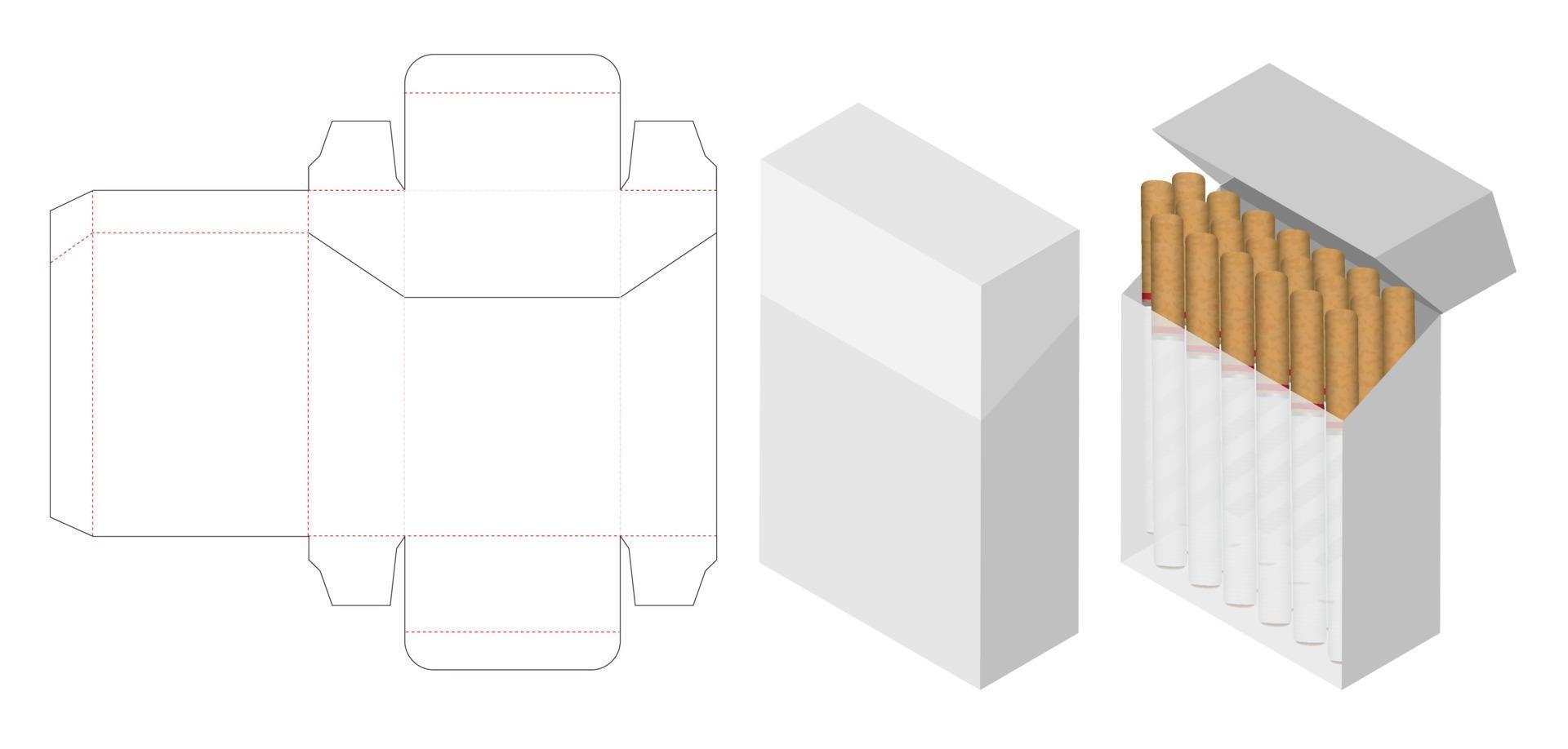 maqueta 3d de caja de cigarrillos con caja troquelada vector