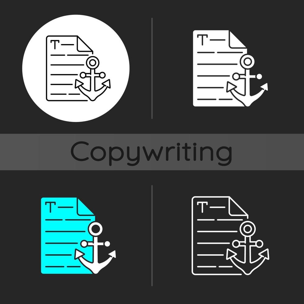 Anchor text dark theme icon vector