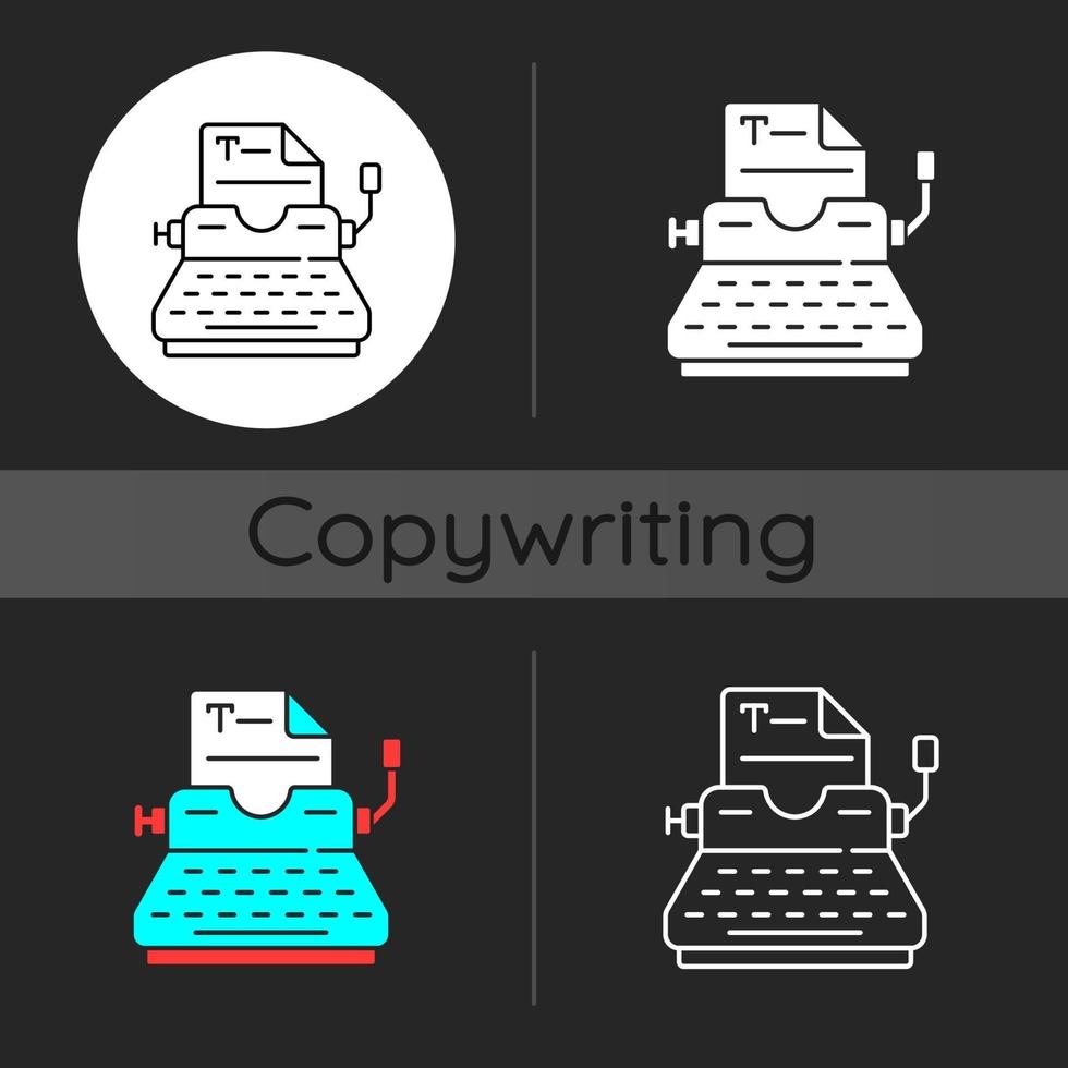 Typewriter dark theme icon vector