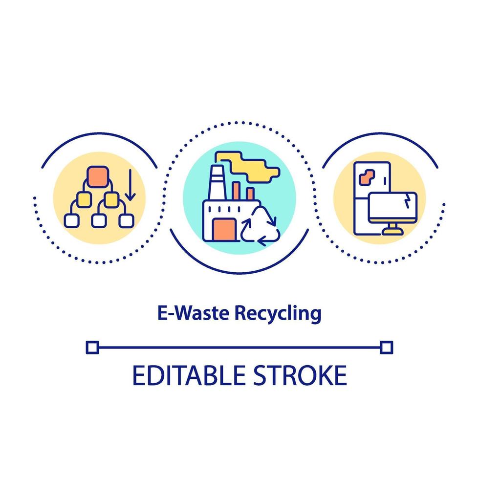 E-waste recycling concept icon vector