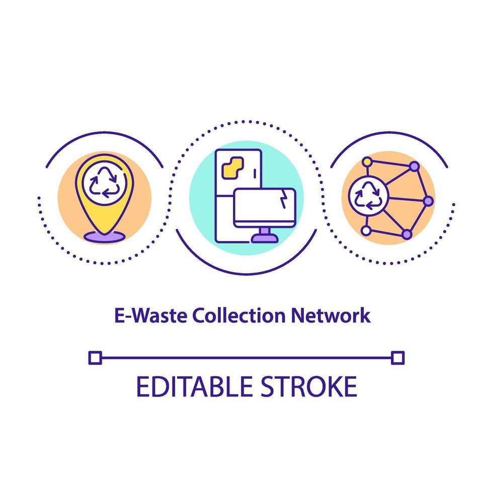 E-waste collection network concept icon vector
