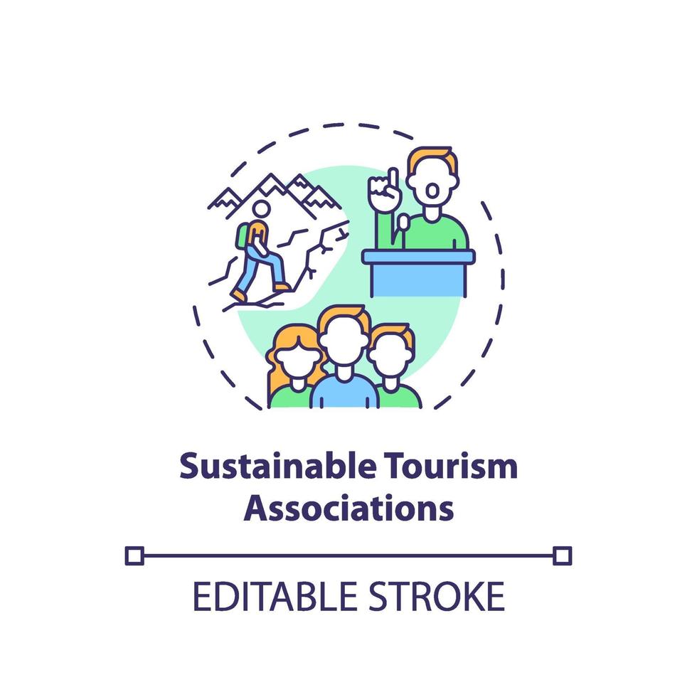 icono de concepto de asociaciones de turismo sostenible vector