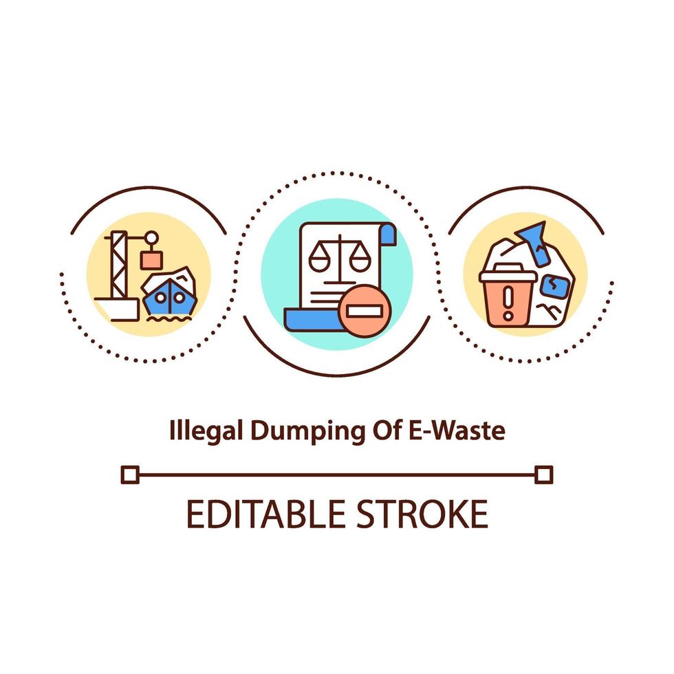 Illegal e-waste dumping concept icon vector