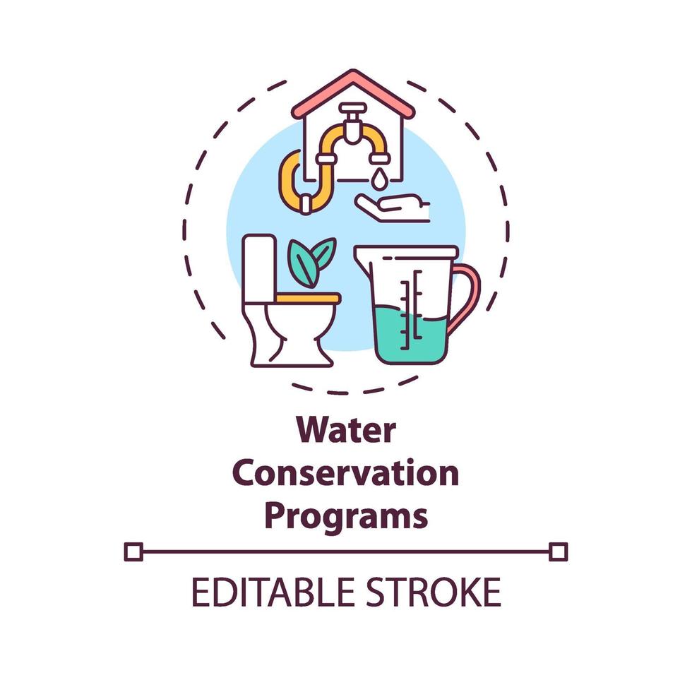 icono del concepto de programas de conservación de agua vector