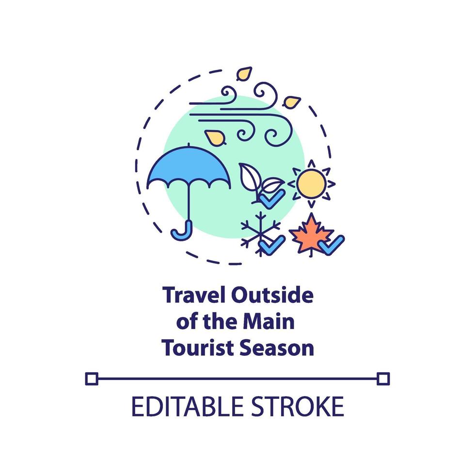 Travel outside of the main tourist season concept icon vector