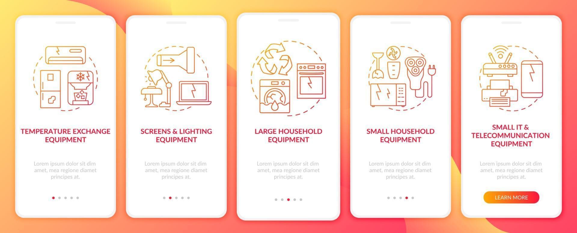 E-scrap groups onboarding mobile app page screen with concepts vector