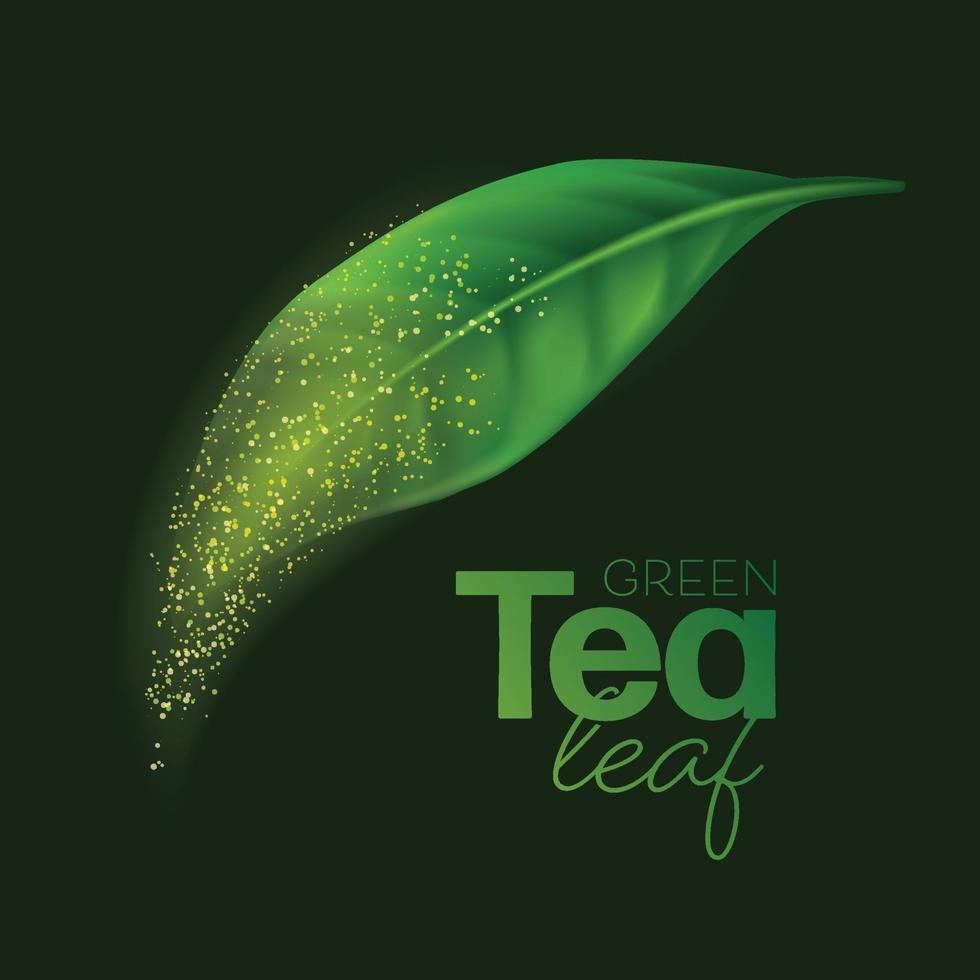 Realistic green tea leaves Vector