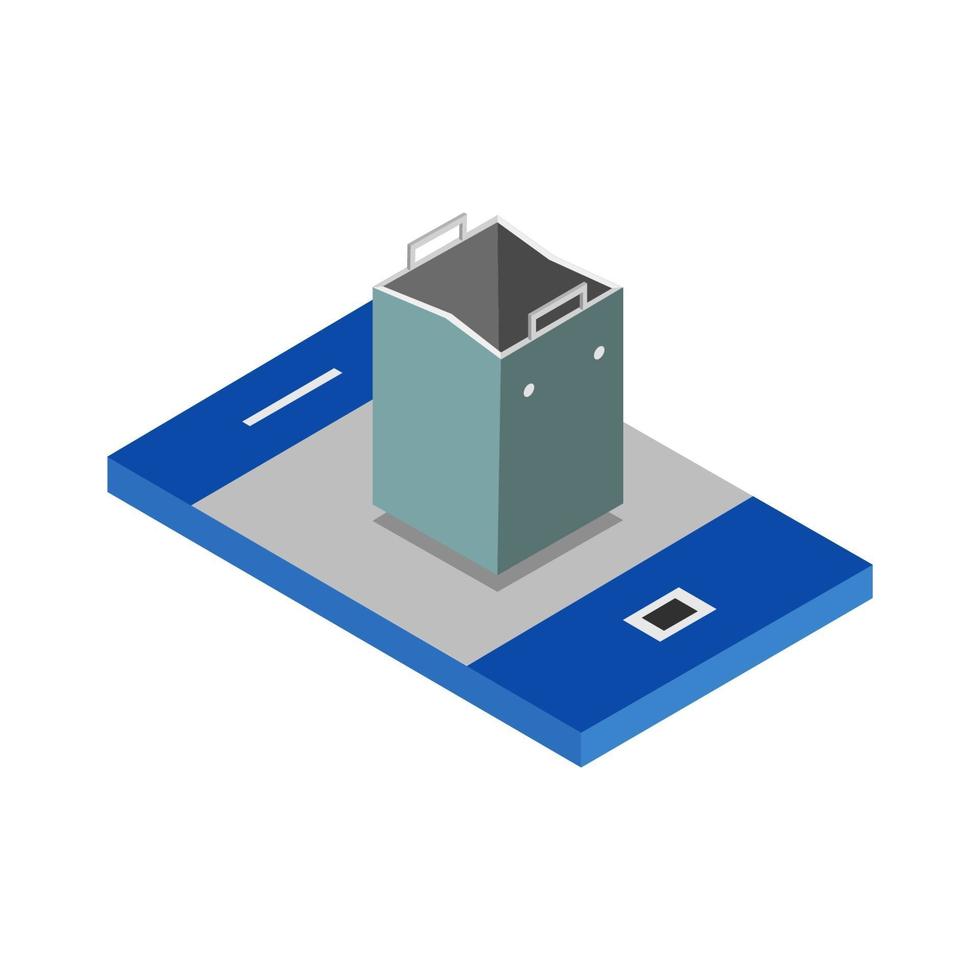 Shopping Bags On Isometric Smartphone vector
