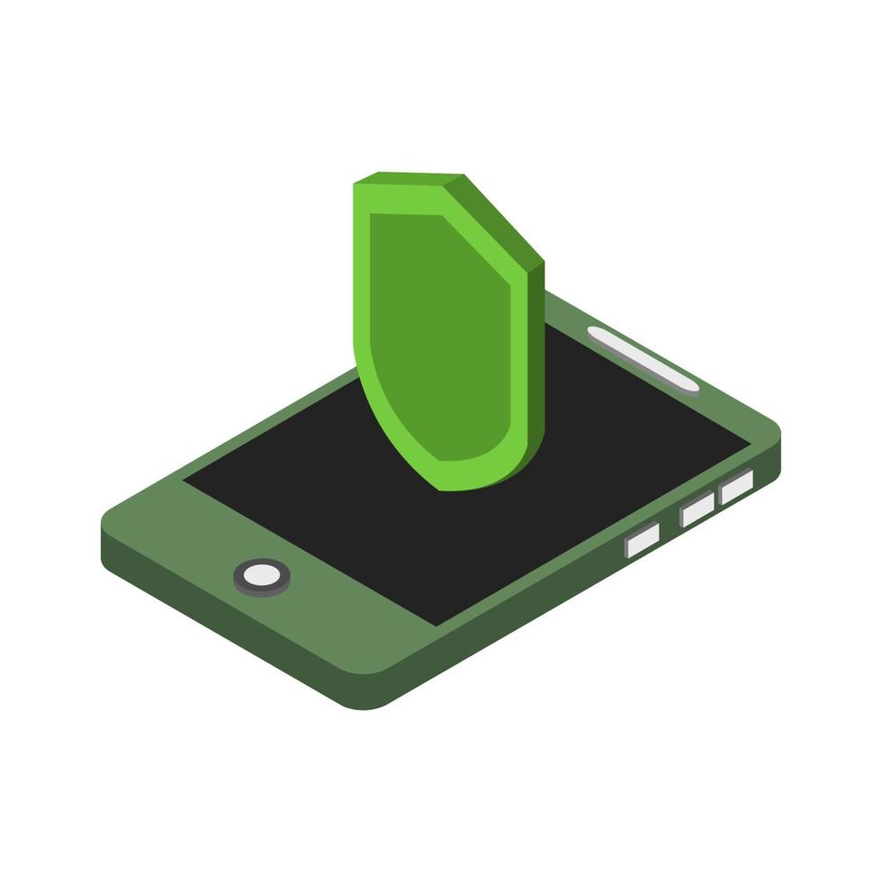Security Shield On Isometric Smartphone vector