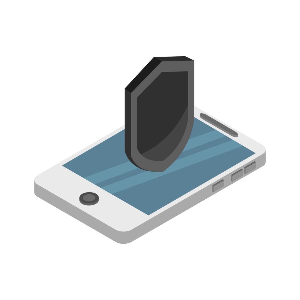 Security Shield On Isometric Smartphone vector