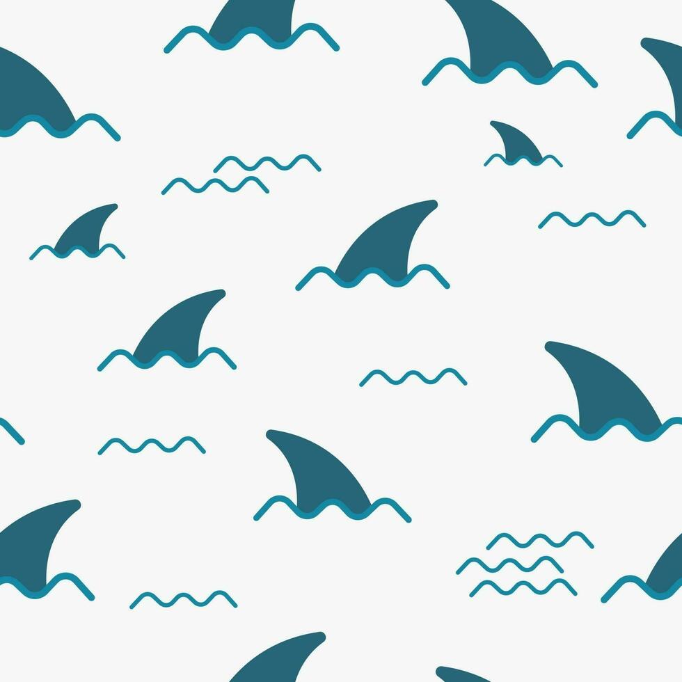 Seamless pattern with shark fin in ocean wave. Cute Marine pattern for fabric, baby clothes, background, textile,wrapping paper and other decoration.Vector illustration vector