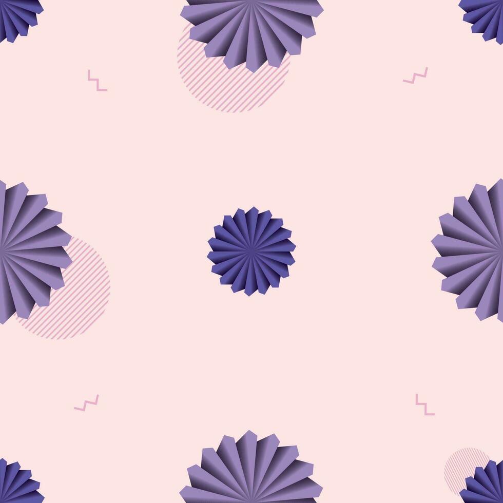 flores geométricas de patrones sin fisuras. Patrón de flores geométricas para tela, ropa de bebé, fondo, textil, papel de regalo y otra decoración ilustración vectorial. vector