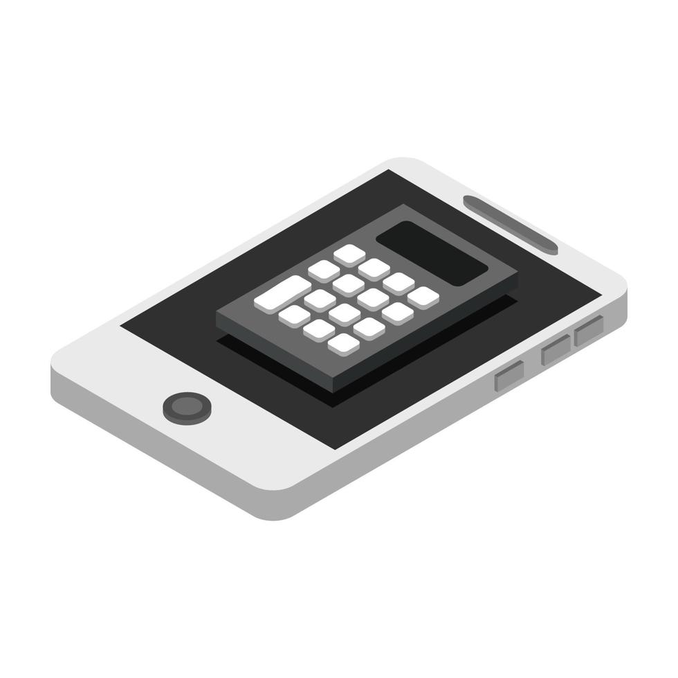 Smartphone With Isometric Calculator vector