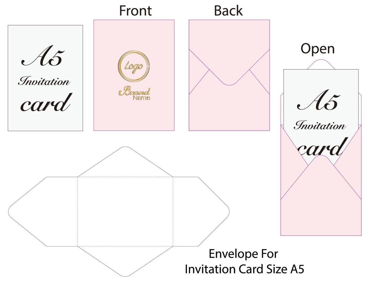 envelope die cut mock up template vector