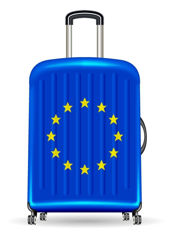 real travel luggage bag with european flag vector