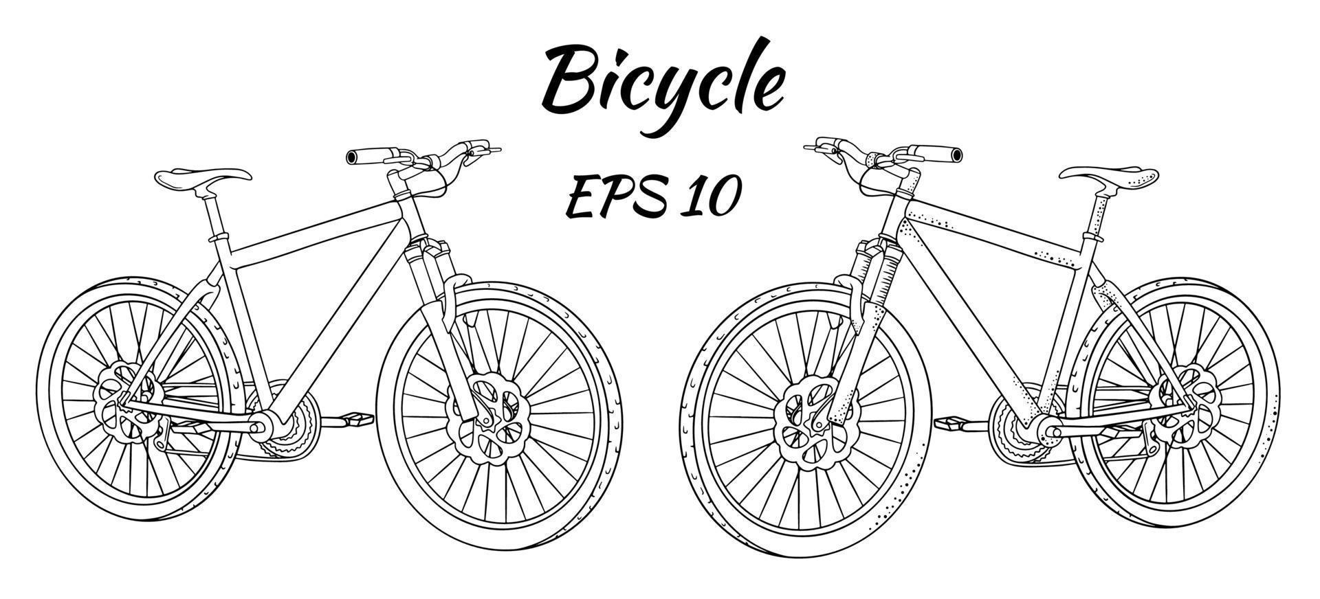 bicicleta. día internacional de la bicicleta. bicicleta dibujada en estilo de dibujos animados. vector