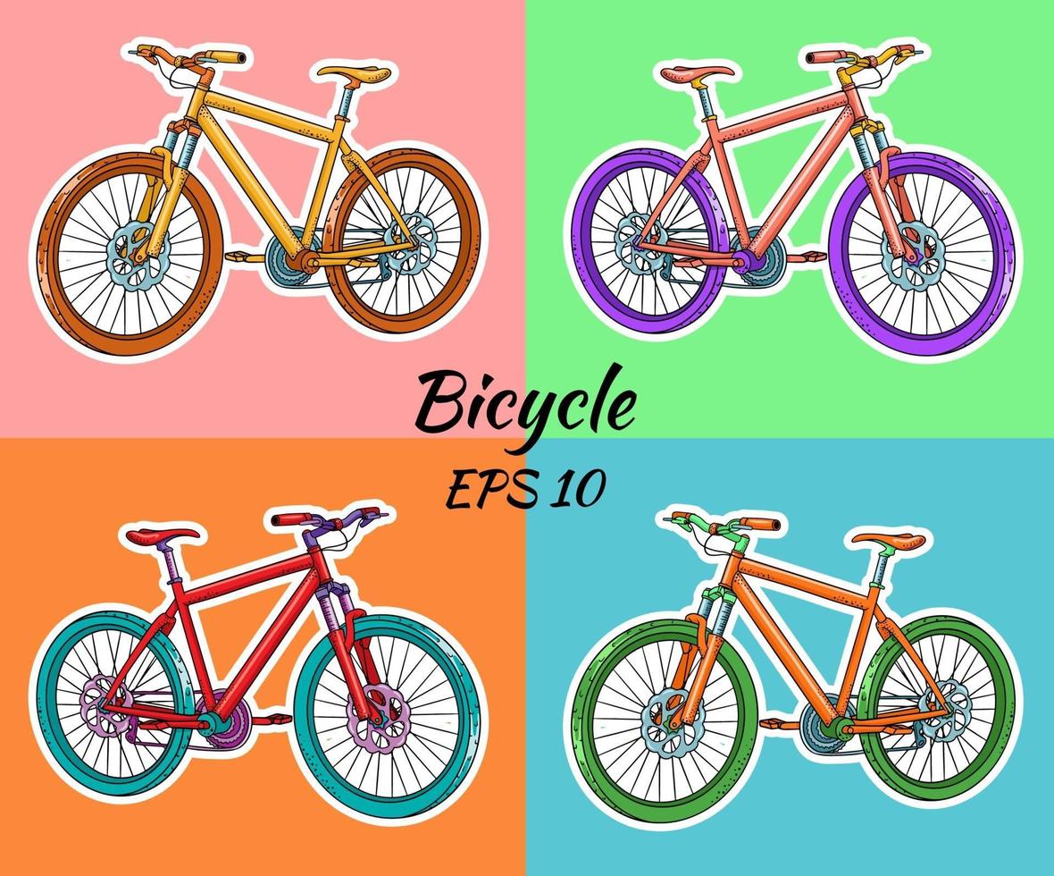 bicicleta. día internacional de la bicicleta. bicicleta dibujada en estilo de dibujos animados. vector